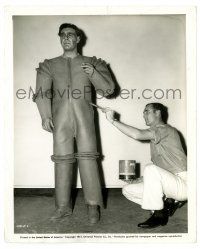2z604 MAN MADE MONSTER candid 8x10 still '41 great image of Lon Chaney Jr.'s costume being painted!