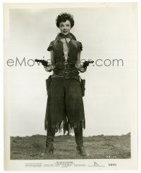 2z701 OUTLAW'S DAUGHTER 8.25x10.25 still '54 full-length cowgirl Kelly Ryan with two guns drawn!