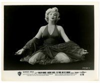 2z730 PRINCE & THE SHOWGIRL 8.25x10 still '57 classic Marilyn Monroe kneeling in red dress!