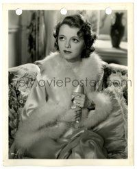 2z816 SMALL TOWN GIRL 8x10 key book still '36 close up of Janet Gaynor on couch in feathery outfit