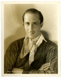 2z899 THIS MAD WORLD 8x10.25 still '30 close up of Basil Rathbone wearing scarf with arms crossed!