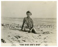 2z921 TOO BAD SHE'S BAD 7.75x9.5 still '55 best image of sexy Sophia Loren in swimsuit on beach!