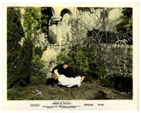 2z021 HORROR OF DRACULA color 8x10.25 still '58 Christopher Lee prepares to bury a pretty lady!