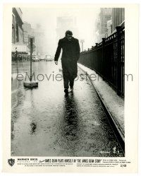 2z490 JAMES DEAN STORY 8x10 still '57 iconic image smoking & walking on city street in the rain!