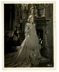 2z769 ROMANCE 8x10 still '30 beautiful Greta Garbo in great gown & jewels by ornate fireplace!
