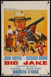 3a261 BIG JAKE Belgian '71 Richard Boone, different art of John Wayne with rifle!