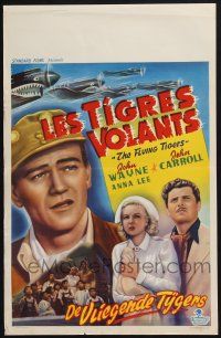 3a273 FLYING TIGERS Belgian 1949 John Wayne, John Carroll, Anna Lee, art of WWII P-40 Warhawks!