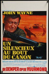 3a288 McQ Belgian '74 John Sturges, cool art of John Wayne with silenced machine gun!