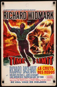 3a309 TIME LIMIT Belgian '57 Richard Widmark, cool art of Korean War soldier in barb-wire fence!