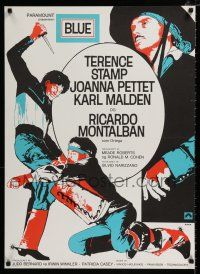 3a761 BLUE Danish '68 Terence Stamp, Karl Malden, cool different Baro art!