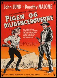 3a788 FIVE GUNS WEST Danish '57 first Roger Corman, different art of John Lund, Dorothy Malone!