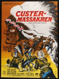 3a792 GOLD, GLORY & CUSTER Danish '62 Clint Walker, cool K. Wenzel cowboy vs. Native American art!