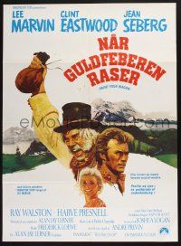 3a820 PAINT YOUR WAGON Danish '69 art of Clint Eastwood, Lee Marvin & pretty Jean Seberg!