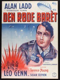 3a821 PARATROOPER Danish '54 Alan Ladd, English Red Beret, a thousand thrills a second!
