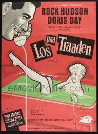3a822 PILLOW TALK Danish '59 bachelor Rock Hudson loves pretty career girl Doris Day!