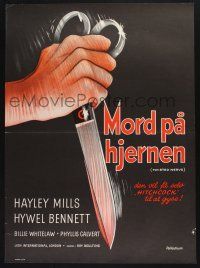3a842 TWISTED NERVE Danish '69 Hayley Mills, Roy Boulting horror, art of plunging scissors!