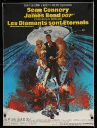 3a138 DIAMONDS ARE FOREVER French 23x31 '71 art of Sean Connery as James Bond by Robert McGinnis!