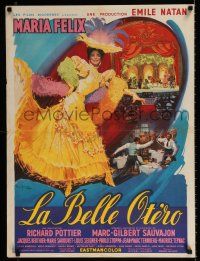 3a147 LA BELLA OTERO French 23x32 '54 great art of sexiest showgirl Maria Felix at Moulin Rouge!