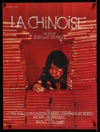 3a148 LA CHINOISE French 23x30 '67 Jean-Luc Godard, close up of Juliet Berto pointing gun!