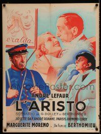 3a149 L'ARISTO French 24x32 '34 art of The Aristocrat & Josette Day by Jacques Bonneaud!