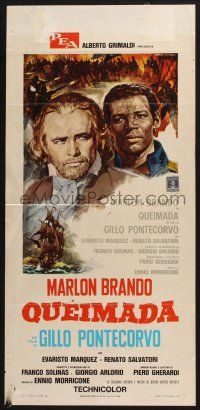 3a596 BURN Italian locandina '70 Marlon Brando profiteers from war, directed by Gillo Pontecorvo!