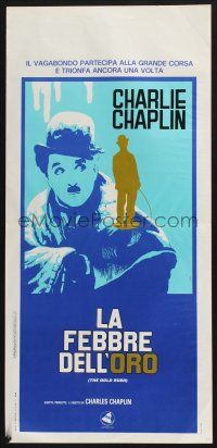 3a604 GOLD RUSH Italian locandina R70s Charlie Chaplin classic, different Ferrini!
