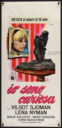 3a608 I AM CURIOUS YELLOW Italian locandina '68 Cesselon art from classic early sex movie!