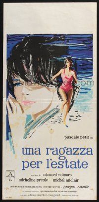 3a619 MISTRESS FOR THE SUMMER Italian locandina '60 Ercole Brini art of sexy Pascale Petit!