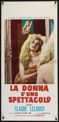3a621 NIGHT WOMEN Italian locandina '64 Claude Lelouch's La femme spectacle, super sexy artwork!