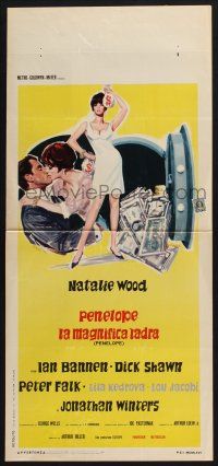 3a624 PENELOPE Italian locandina '67 different art of sexiest Natalie Wood with money bags!