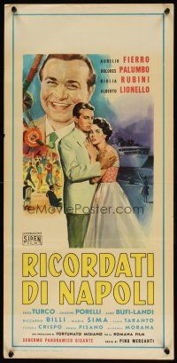 3a633 RICORDATI DI NAPOLI Italian locandina '58 romantic artwork by Carlantonio Longi!