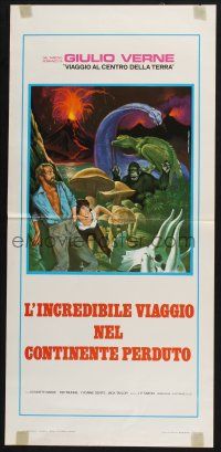 3a649 WHERE TIME BEGAN Italian locandina '76 Verne, Piovano art of stars running from monsters!