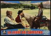 3a587 TRIBUTE TO A BAD MAN Italian photobusta '56 cowboy James Cagney, pretty Irene Papas!