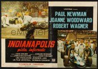 3a551 WINNING set of 2 Italian photobustas '69 Paul Newman, Joanne Woodward, Indy car racing!