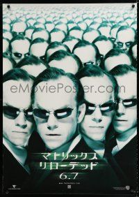 3a338 MATRIX RELOADED teaser Japanese 29x41 '03 great image of Hugo Weaving as many Agent Smiths!