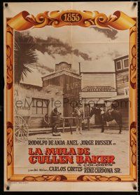 3a056 LA MULA DE CULLEN BAKER Mexican poster '71 Rene Cardona, cool image of cowboy & horse!