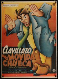 3a067 UNA MOVIDA CHUECA Mexican poster '56 Clavillazo tests a drug that shows him the future!