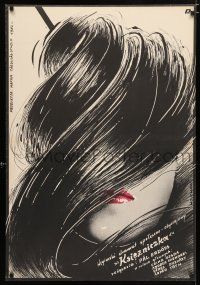 3a196 ADJ KIRALY KATONAT Polish 27x39 '82 cool Woltman artwork of sexy woman w/big hairdo!