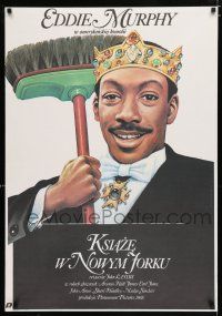 3a209 COMING TO AMERICA Polish 26x38 '89 great artwork of African Prince Eddie Murphy by Walkuski!