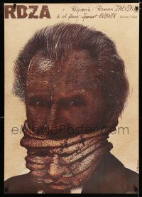 3a238 RDZA Polish 26x37 '81 Zygmunt Hubner, bizarre Pagowski art of man w/face mask!