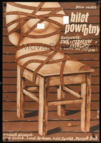 3a240 RETURN TICKET Polish 27x38 '79 Bilet powrotny, bizarre Socha art of woman-chair tied up!