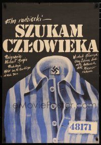 3a188 LOOKING FOR A MAN Polish 23x33 '74 Mikhail Bogin, Erol art of swastika on prison uniform!
