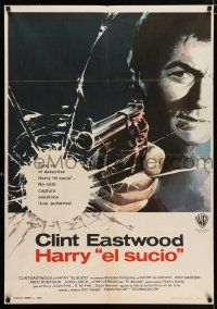 3a036 DIRTY HARRY Spanish '72 great c/u of Clint Eastwood pointing gun, Don Siegel crime classic!