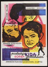 3a458 KID GALAHAD Yugoslavian 20x28 R67 Michael Curtiz, different art of Edward G. Robinson!