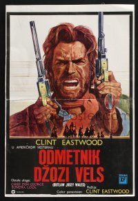 3a404 OUTLAW JOSEY WALES Yugoslavian 13x19 '76 Clint Eastwood is an army of one, cool artwork!