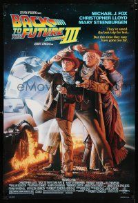 3b079 BACK TO THE FUTURE III DS 1sh '90 Michael J. Fox, Chris Lloyd, Zemeckis, Drew art!