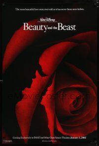3b097 BEAUTY & THE BEAST advance DS 1sh R02 Walt Disney cartoon classic, art of cast in rose!