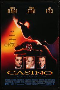 3b151 CASINO int'l DS 1sh '95 Martin Scorsese, Joe Pesci, Sharon Stone, Robert De Niro w/dice!