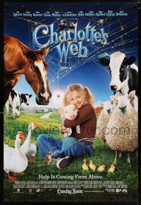3b164 CHARLOTTE'S WEB int'l advance DS 1sh '06 Dakota Fanning w/farm animals!