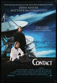 3b181 CONTACT 1sh '97 Zemeckis, Jodie Foster & Matthew McConaughey get a message from deep space!